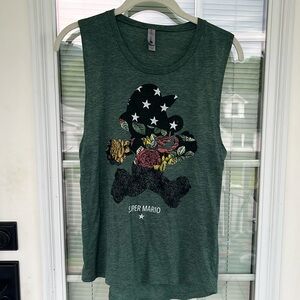 Next Level Apparel Gray Super Mario Women’s Tank Top Small NWOT